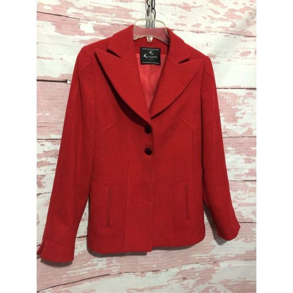 Scappini Italy Red Jacket / Coat Lined Size 38 ~ Excellent - Picture 15 of 16